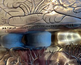 Arthur Court etched rabbit tray 1986