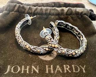 John Hardy 18k & sterling hoop earrings