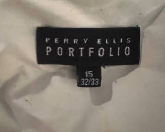 White Cotton-Blend Men's Dress Shirt by Perry Ellis Portfolio