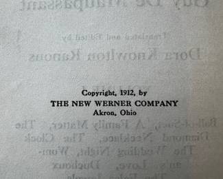 1912 Guy de Maupassant Selected Stories Vol. I Book