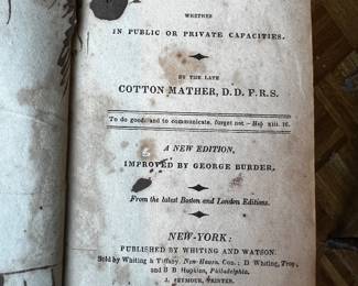 $85, Essays to Do Good, by Cotton Mather 1815 New York Whiting & Watson Early American Religious Book 