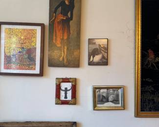 Collection of Assorted Framed Wall Art Including Mid-Century Figure OilCollection of Assorted Framed Wall Art Including Mid-Century Figure Oil