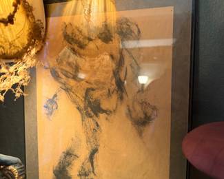 Expressionist Style Female Figure Sketch on Toned Paper