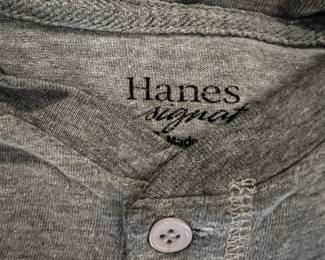 Grey Heather Hanes Signature Henley Shirt