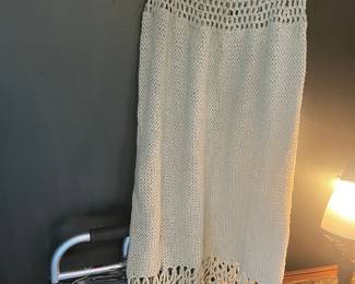 $65, Crochet Fringed Midi Skirt