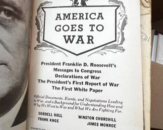 Textured Faux Leather Hardcover Book — 'America Goes to War', 1941