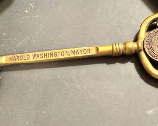 $85, Chicago Mayor Harold Washington Commemorative Key City Seal Brass Souvenir Collectible