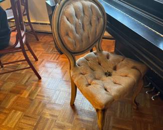 Louis XV Style Painted Wood Tufted Upholstered Side Chair
