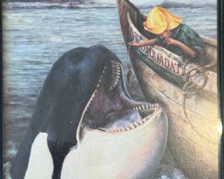 $10, Orca and Boy in Dory Framed Maritime Print