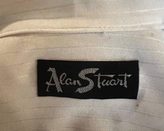 $50, Alan Stuart Men's White Striped Short Sleeve Shirt
