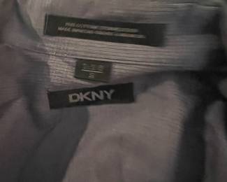 DKNY 100% Cotton Grey Striped Men's Dress Shirt Size 15.5