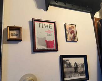 Lot of 4 Assorted Framed Wall Decor Pieces Including Novelty Mirror