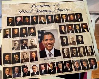 $25, Presidents of the United States Poster Obama 44 Portrait Chart Educational Wall Chart USA History Print