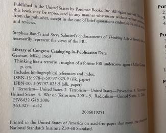 Thinking Like a Terrorist Hardcover Book by Mike German