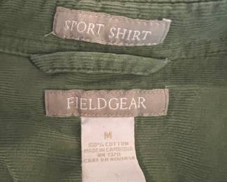 Field Gear Men's Green 100% Cotton Corduroy Sport Shirt