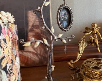 Silver-Tone Metal Branch Jewelry Tree Stand