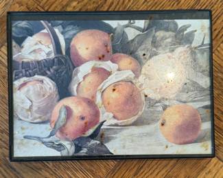 $10, Framed Still Life Print of Peaches and Basket Print