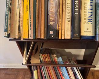 Stained Hardwood V-Shaped Book Trough Display Stand