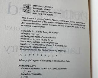  Larry McMurtry Duane's Depressed First Edition First Printing Book