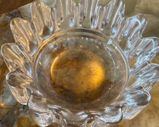 $30, Clear Molded Glass Sunburst Scalloped Rim Ashtray