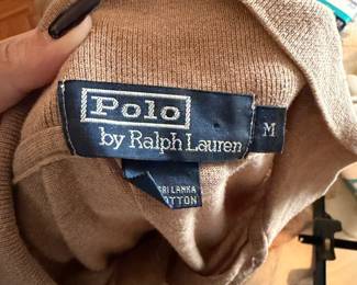 Polo by Ralph Lauren Camel Cotton Ribbed Knit Sweater Size M