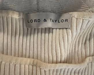 Lord & Taylor Ribbed White Knit Top