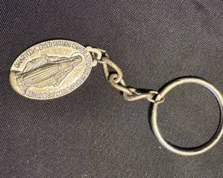 Silver-Toned Metal Miraculous Medal Religious Keychain