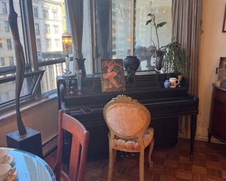 Ebonized Spinet Piano with Tapered Legs