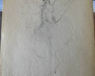 $65, Graphite Study of a Dancing Figure on Toned Paper dated May 22