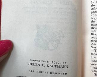 Printed Paper Book — The Little Dictionary of Musical Terms, 1947