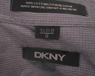 DKNY 100% Cotton Grey Striped Men's Dress Shirt Size 15.5