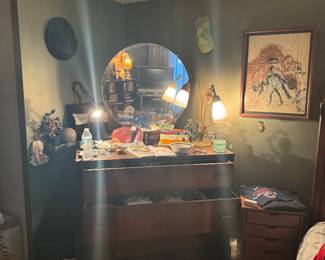 Mid-Century Modern Dresser with Round Mirror
