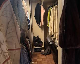 Mixed Fabric Wardrobe Clothing Lot with Fur Coat