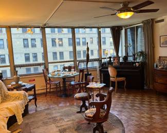 Room Setting View with Spinet Piano, Furniture and Decor