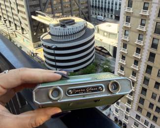 Silver-Tone Metal Empire Folding Pocket Binoculars