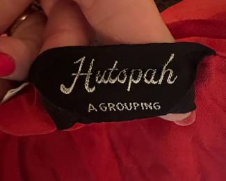 $50, Hutspah, Red Synthetic Garment with Label, 1970s