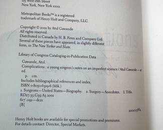Signed First Edition Complications by Atul Gawande