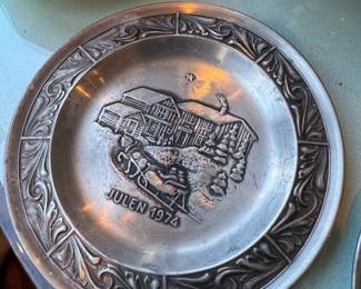 Astri Holthe Norwegian Pewter Julen 1974 Christmas Sleigh Plate