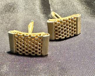 $25, Gold-Tone Basketweave and Silver-Tone Bar Toggle Cufflinks
