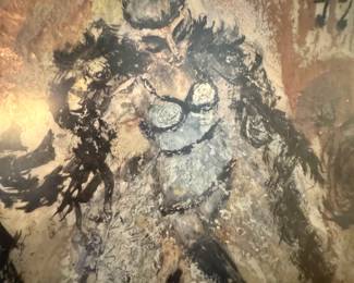 $150, Original Mixed Media Abstract Dancer Painting Expressionist Figure Textured Art Framed Modern Wall Decor