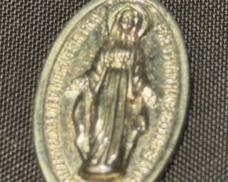 Sterling Silver Miraculous Medal Pendant with Virgin Mary