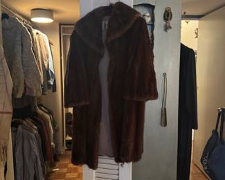 Dark Brown Mink Fur Coat with Shawl Collar