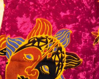 Vibrant Fuchsia African Wax Print Fabric with Celestial Sun and Moon Motif