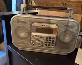 Silver Plastic Sharper Image Portable Stereo Boombox