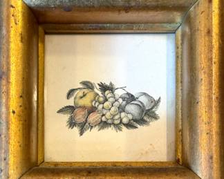 $10, Fleck Bros Framed Fruit Still Life Print Gold Frame Small Wall Art Decor