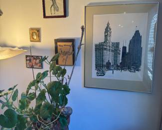 Mid-Century Lithograph — Chicago Wrigley Building and Tribune Tower