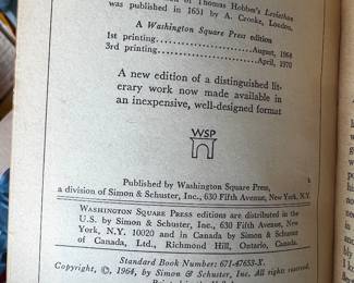 $15, Leviathan Thomas Hobbes Washington Square Press 1964 Paperback Abridged Edition Philosophy Book