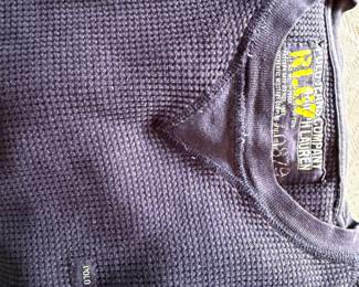 Polo Jeans Co. Ralph Lauren Navy Waffle Knit V-Neck Thermal Shirt