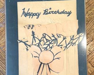 $10, Handmade Paper Collage Happy Birthday Card in Black Frame