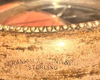Sterling Silver and Cut Glass Coaster with Beaded Rim